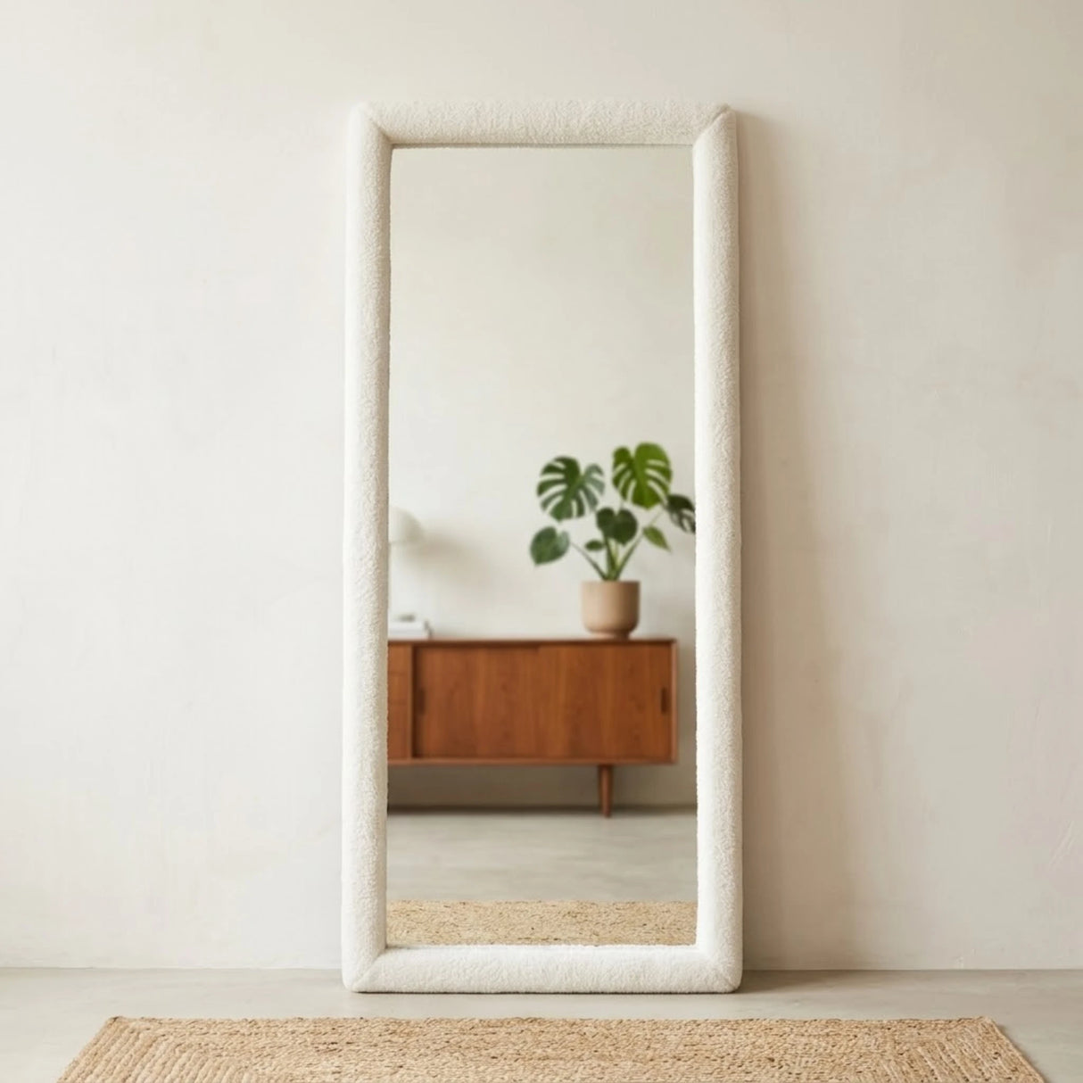 standing mirror velvet square white 67''x27'' china