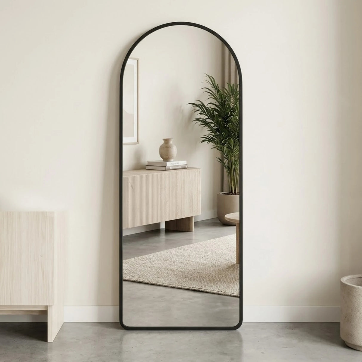 standing mirror wooden arch brown 63''x23'' china