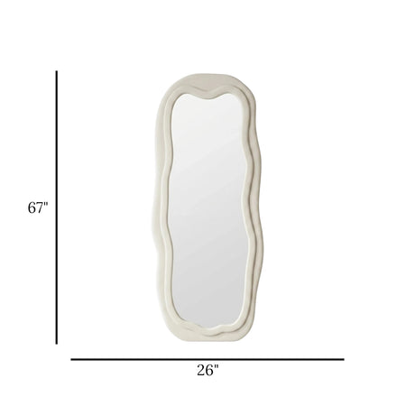 standing mirror double velvet wavy off white 67''x26'' china