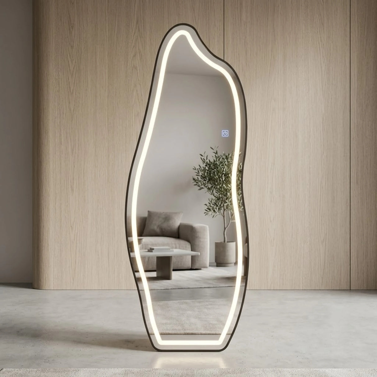 led standing mirror spiral black 63''x23'' china