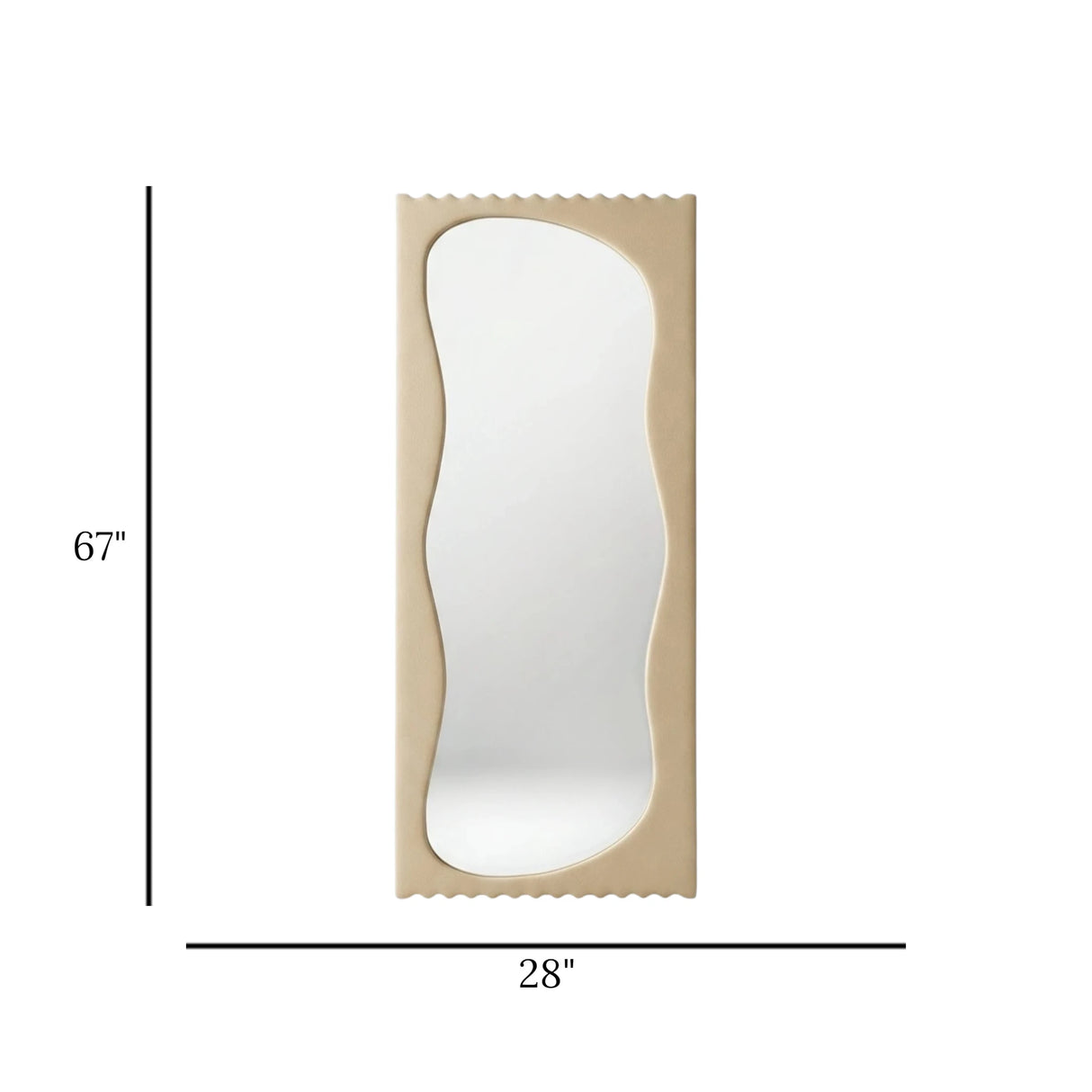 standing mirror velvet wavy skin 67''x28'' china