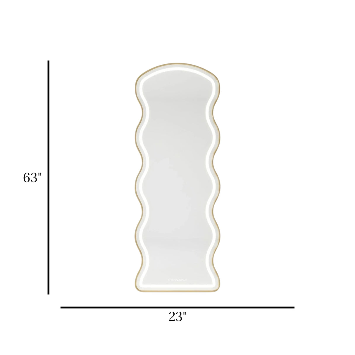 led standing mirror wavy golden 63''x23'' china
