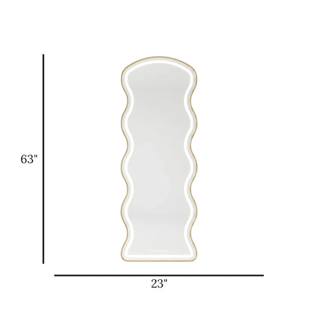 led standing mirror wavy golden 63''x23'' china