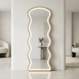 led standing mirror wavy golden 63''x23'' china