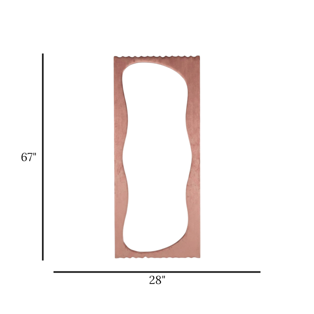 standing mirror velvet wavy pink 67''x28'' china