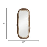 standing mirror double velvet wavy skin & brown 67''x26'' china