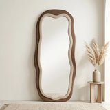 standing mirror double velvet wavy skin & brown 67''x26'' china