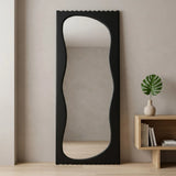 standing mirror velvet wavy black 67''x28'' china