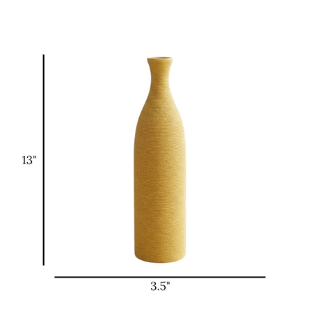 ceramic vase lines yellow 13''x3.5'' china