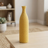 ceramic vase lines yellow 13''x3.5'' china