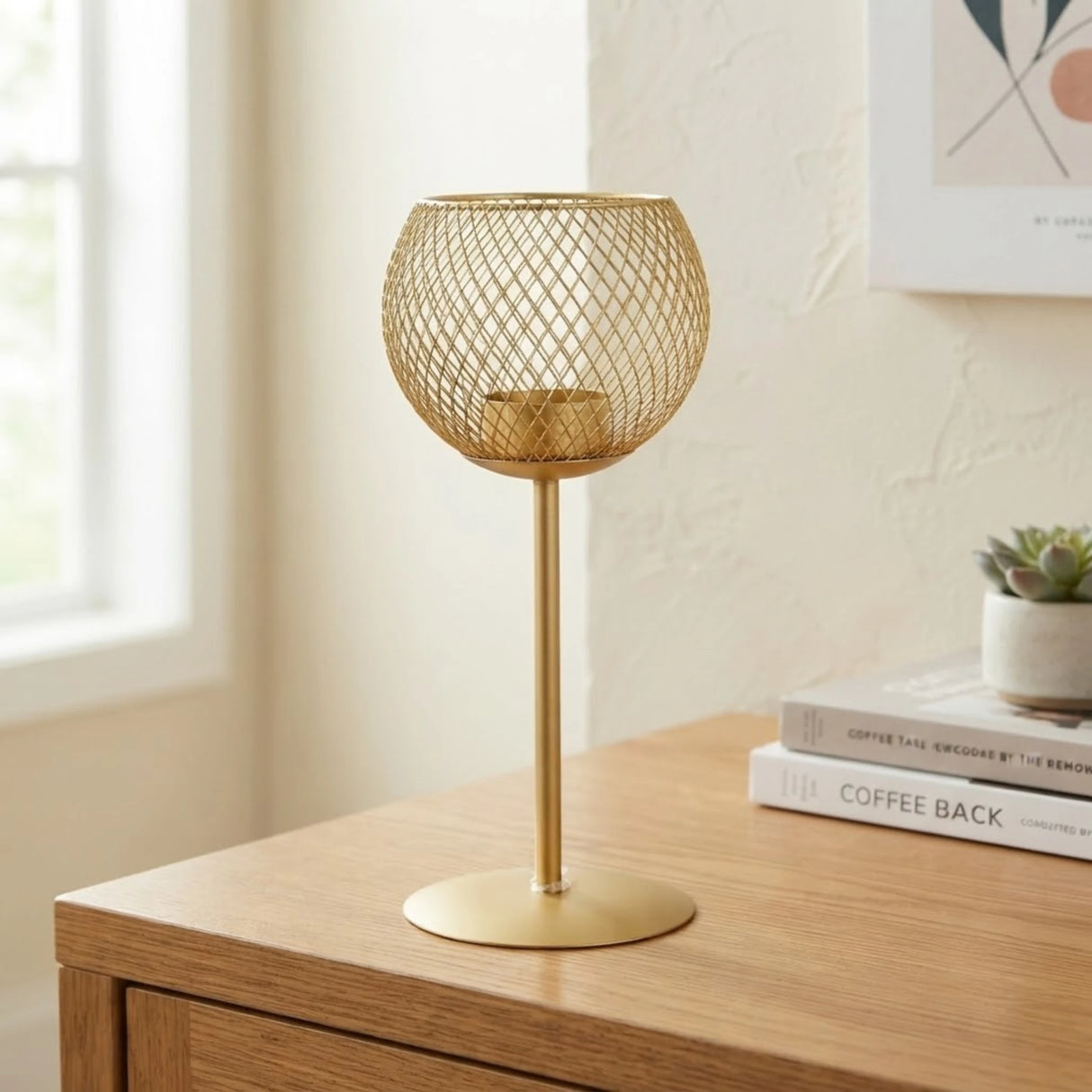 metal candle stand net golden 8.5''x4'' china