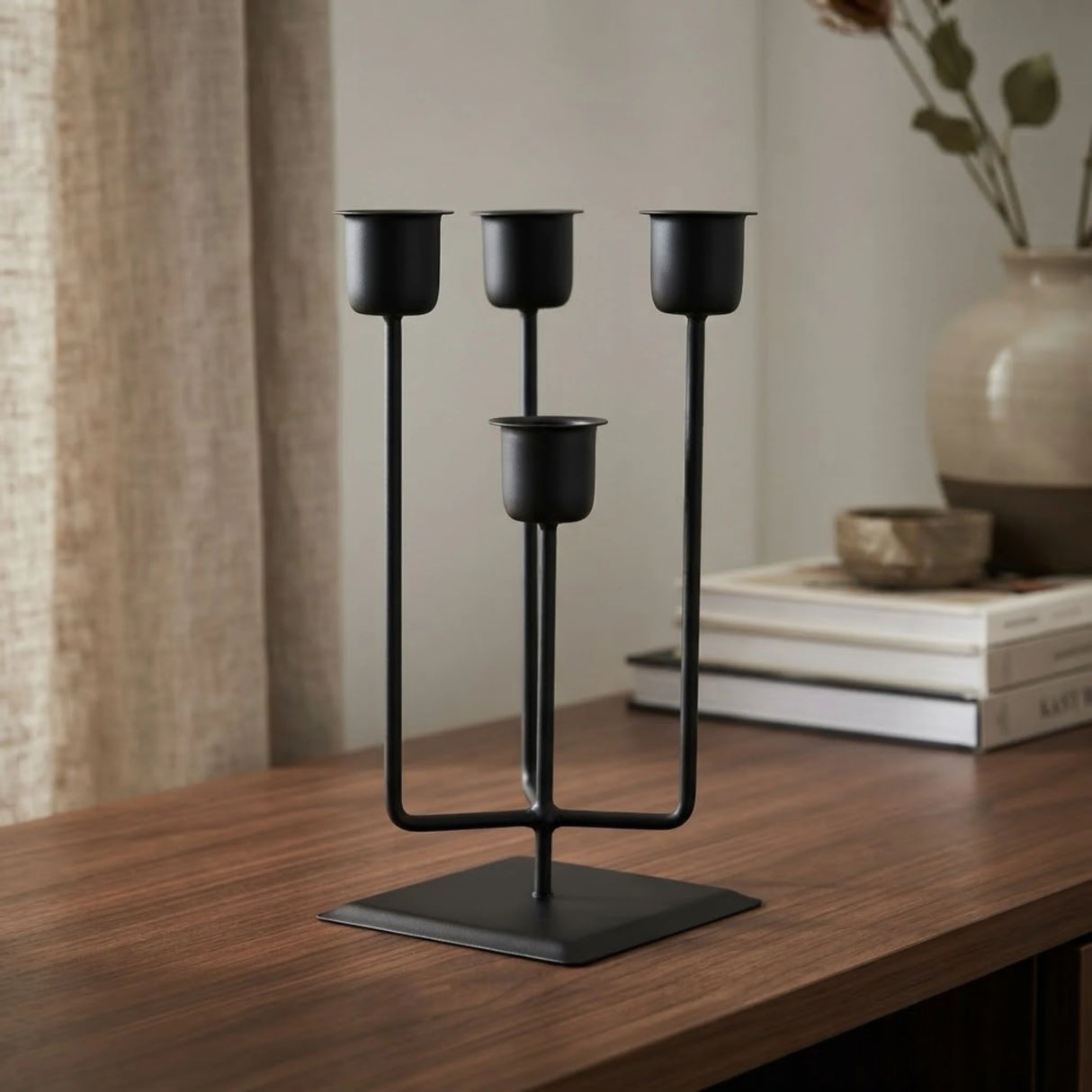metal candle stand 4s black 7"x3" china