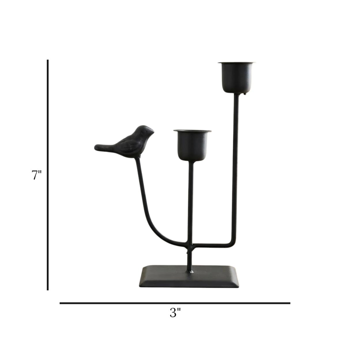 metal candle stand 2s with bird black 7"x3" china
