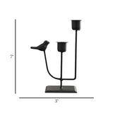metal candle stand 2s with bird black 7"x3" china