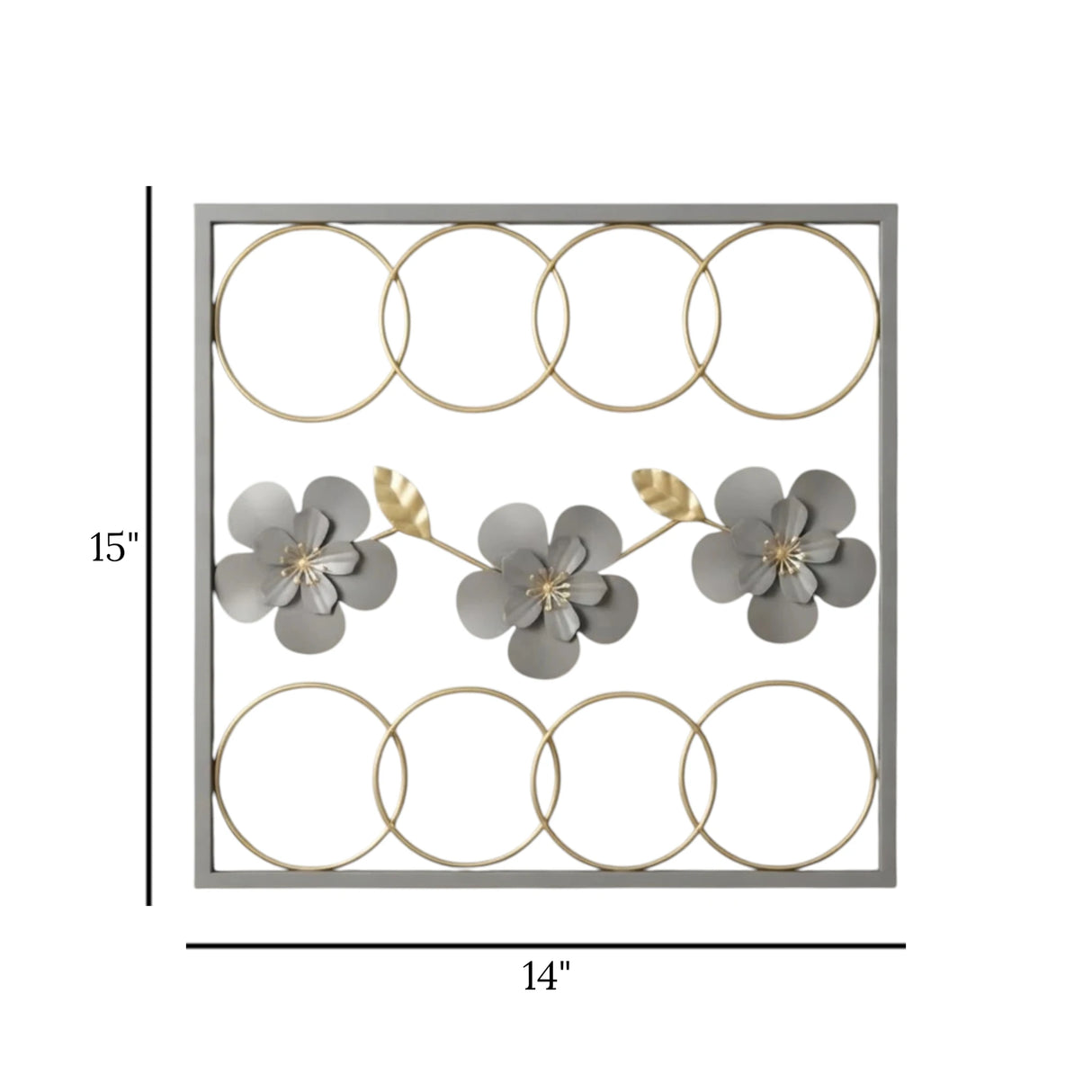 metal wall frame 8 rings grey rectangular 15"x14" china