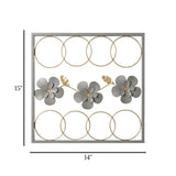 metal wall frame 8 rings grey rectangular 15"x14" china
