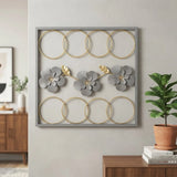 metal wall frame 8 rings grey rectangular 15"x14" china