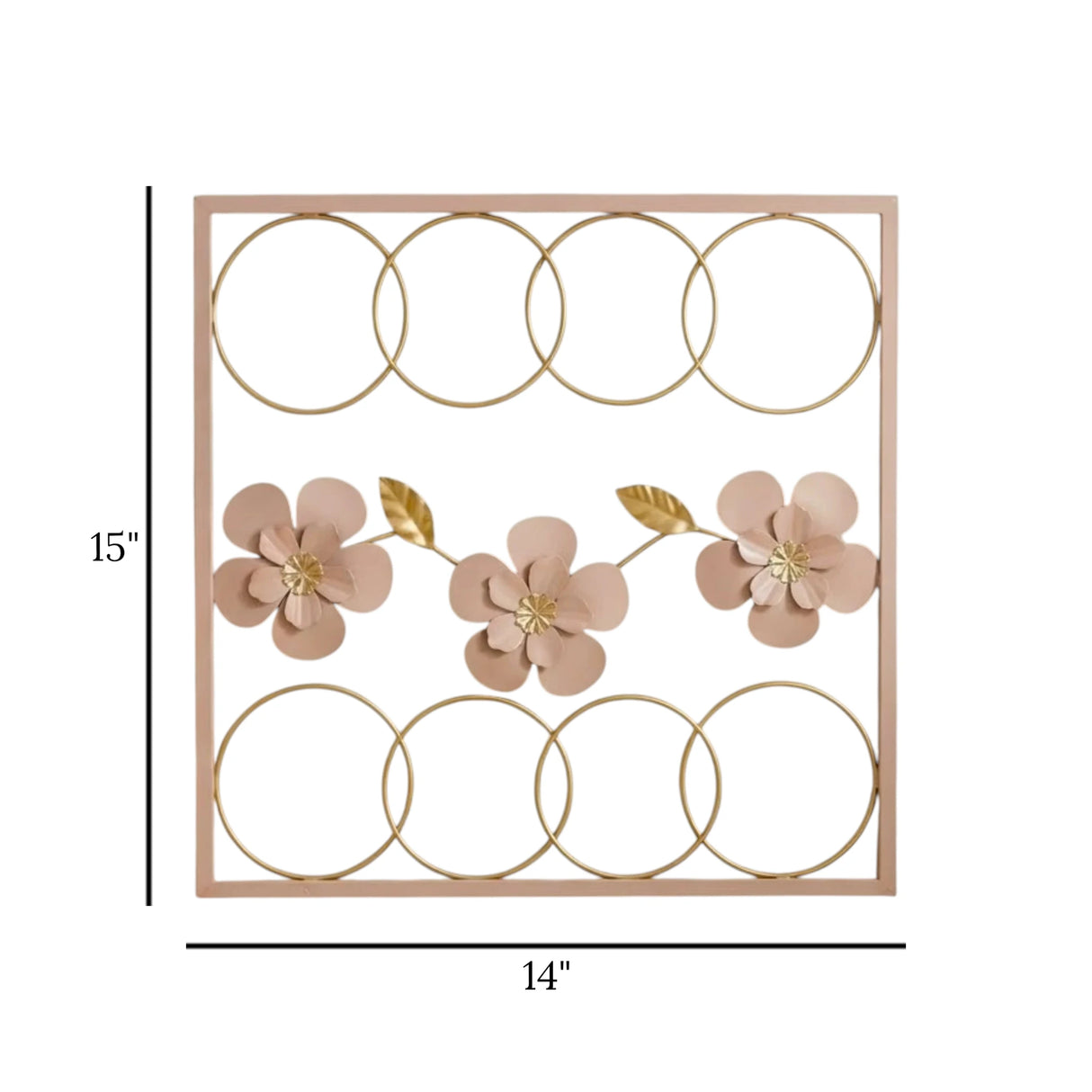 metal wall frame 8 rings pink rectangular 15"x14" china