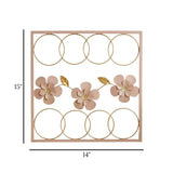 metal wall frame 8 rings pink rectangular 15"x14" china