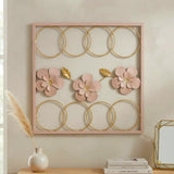 metal wall frame 8 rings pink rectangular 15"x14" china