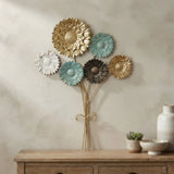 metal wall hanging 6 plates golden 21"x14" china