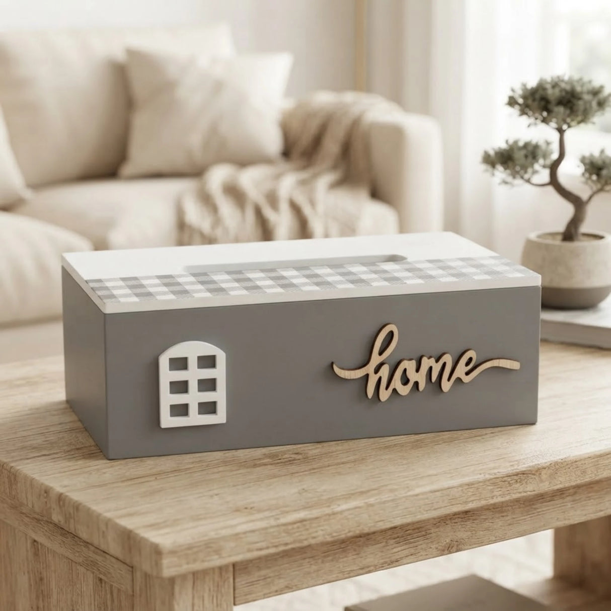 wooden tissue box grey 5"x10" china