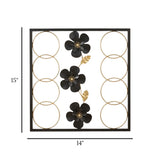 metal wall frame 8 rings black rectangular 15"x14" china