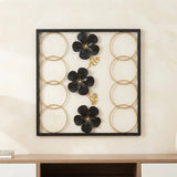 metal wall frame 8 rings black rectangular 15"x14" china