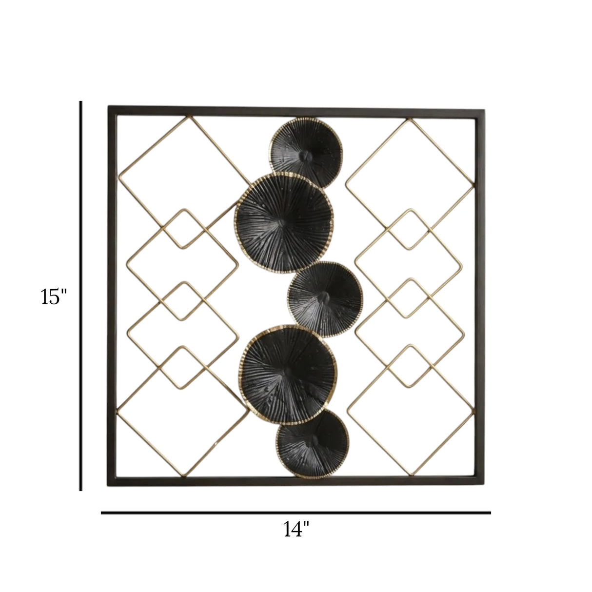 metal wall frame 5 plates black rectangular 15"x14" china