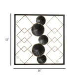 metal wall frame 5 plates black rectangular 15"x14" china