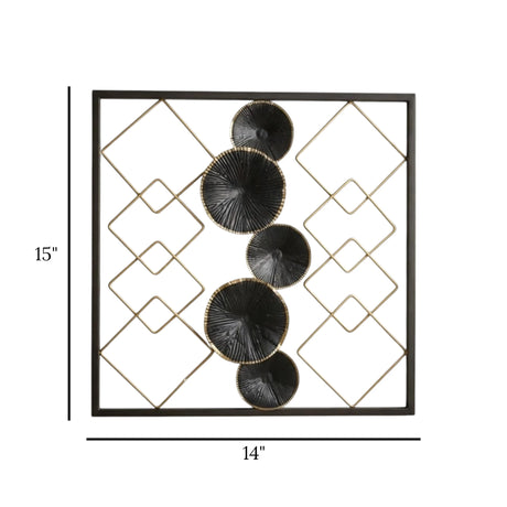 metal wall frame 5 plates black rectangular 15"x14" china
