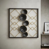 metal wall frame 5 plates black rectangular 15"x14" china