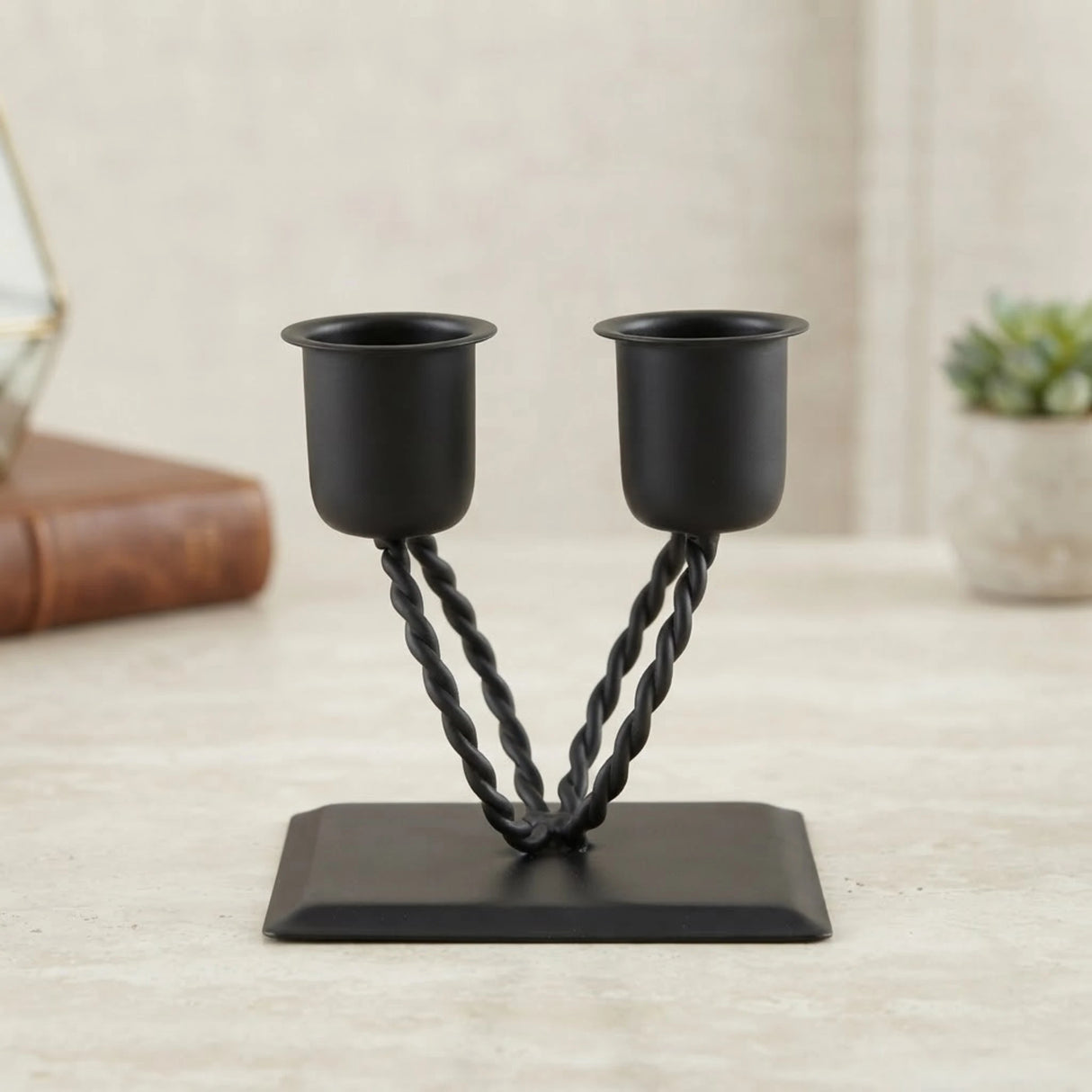 metal candle stand 2s black 3.5"x3" china