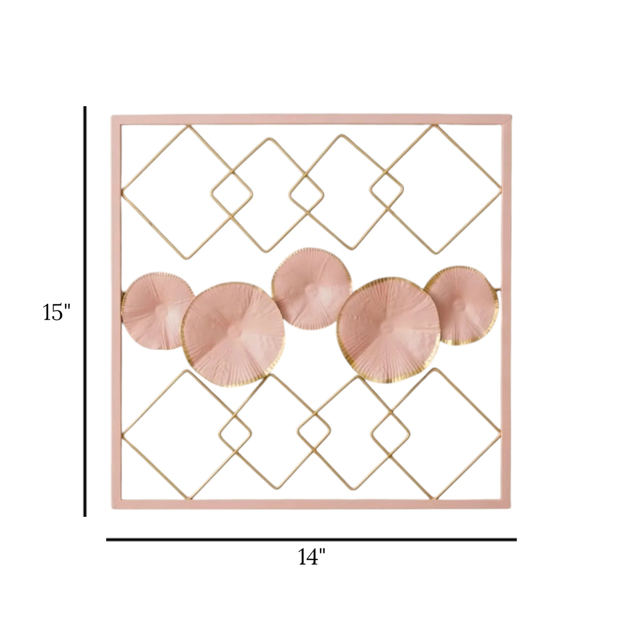 metal wall frame 5 plates pink rectangular 15"x14" china