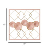 metal wall frame 5 plates pink rectangular 15"x14" china