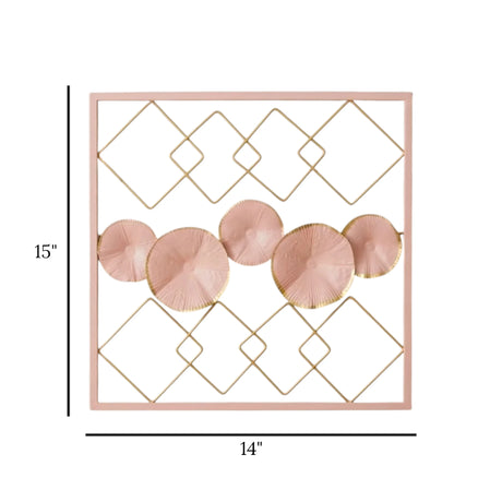 metal wall frame 5 plates pink rectangular 15"x14" china