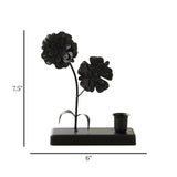 metal candle stand with 2 flower black 7.5''x6'' china