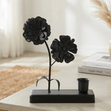 metal candle stand with 2 flower black 7.5''x6'' china