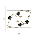 metal wall frame 4 flowers black rectangular 17"x13" china