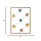 metal wall frame 7flower rectangle golden 16"x12" china