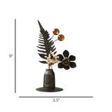 table decorative metal flower vase black 9"x3.5" china