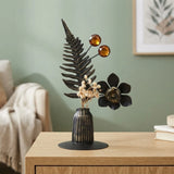 table decorative metal flower vase black 9"x3.5" china
