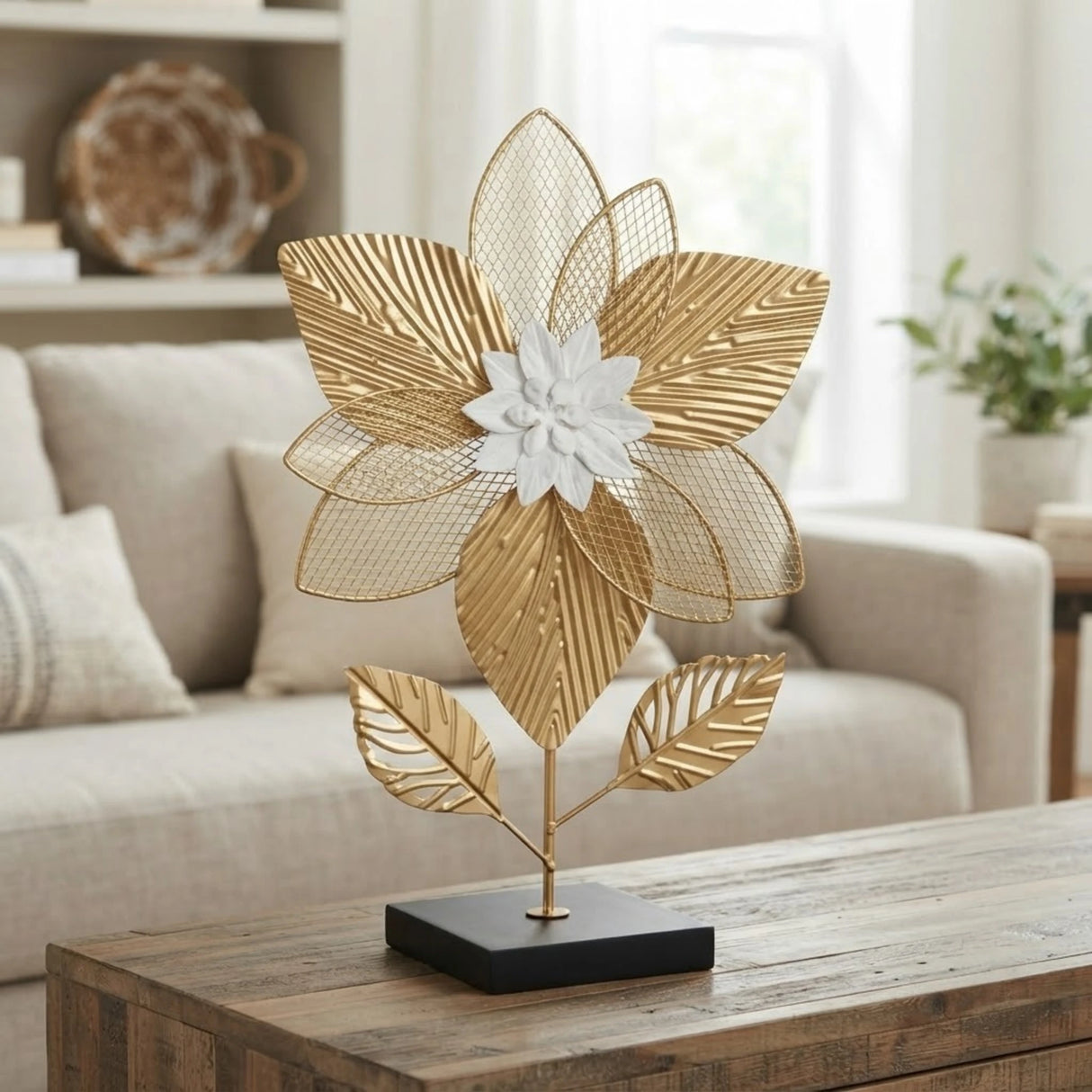 metal table  decorative flower golden 13''x10'' china