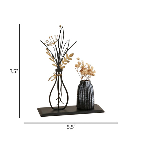 table decorative metal vase black 7.5"x5.5"china
