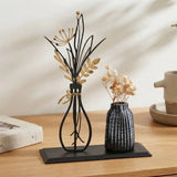 table decorative metal vase black 7.5"x5.5"china