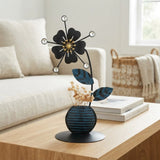 metal table decorative flower vase black 9''x4'' china