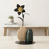table decorative metal flower vase black 7"x4" china