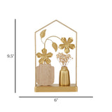 metal table decorative flower vase frame golden 9.5''x6'' china