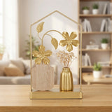metal table decorative flower vase frame golden 9.5''x6'' china