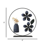 table decorative metal ring flower vase black 8"x8"china